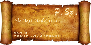Pétyi Szénia névjegykártya